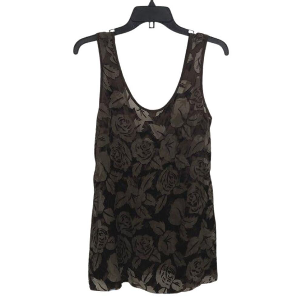 Vintage Andrés 100% Silk Burnout Velvet Floral Tank Blouse Small